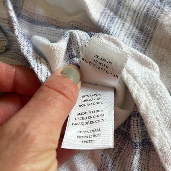 Rails Hunter Plaid Button Up Top White Blush XS Preppy - Picture 8 of 14